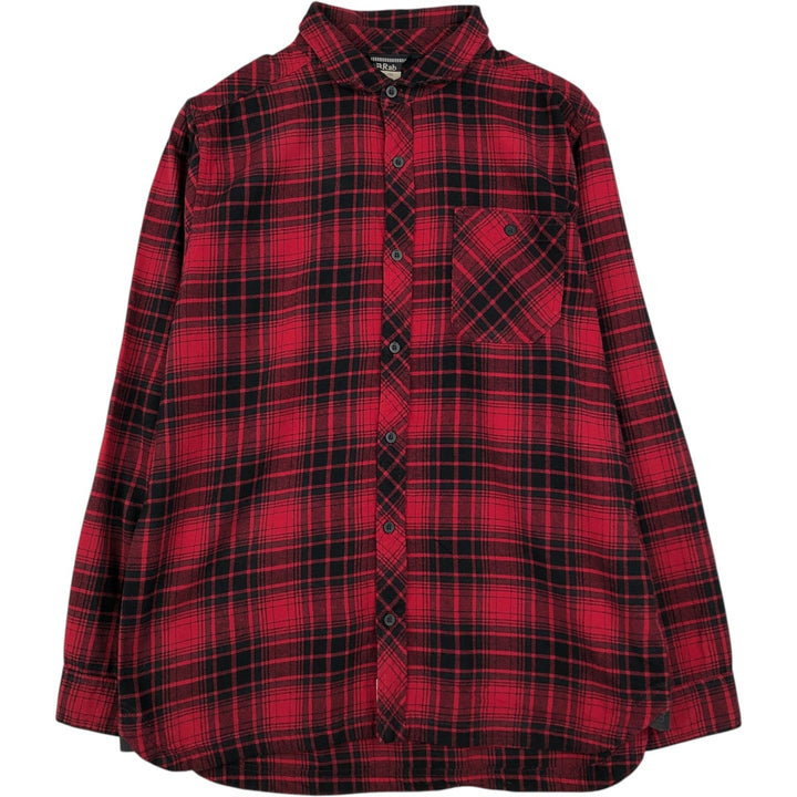 Rab Long-Sleeve Flannel Check Shirt, Men's Size XL (approx.) cotton red type Vintage Second Hand