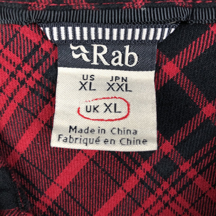 Rab Long-Sleeve Flannel Check Shirt, Men's Size XL (approx.) cotton red type Vintage Second Hand