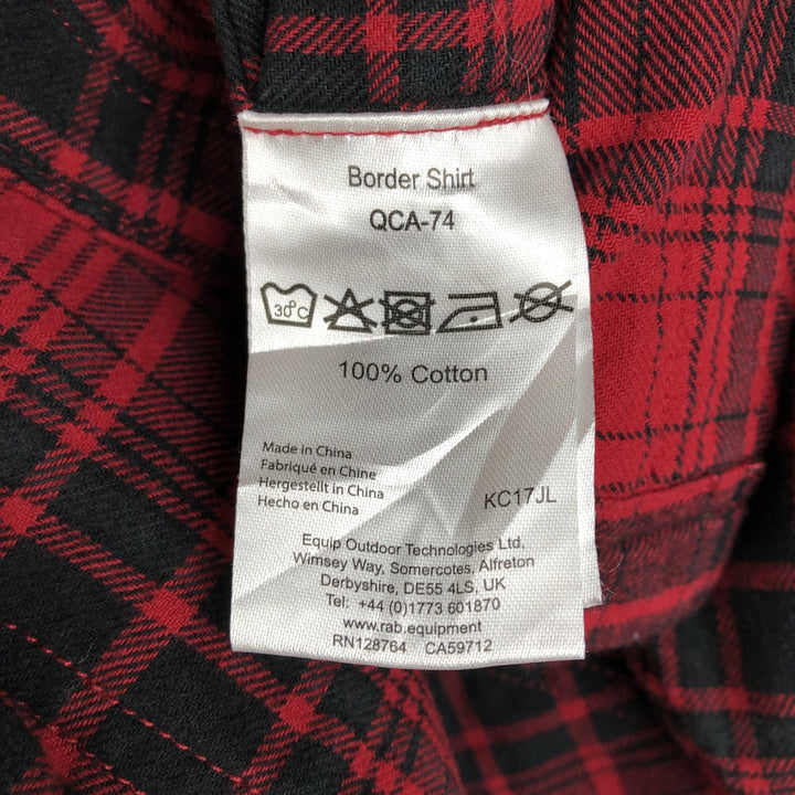 Rab Long-Sleeve Flannel Check Shirt, Men's Size XL (approx.) cotton red type Vintage Second Hand