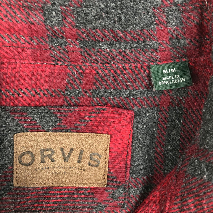 ORVIS Long Sleeve Heavy Flannel Check Shirt, Men's Size M cotton red type Vintage Second Hand