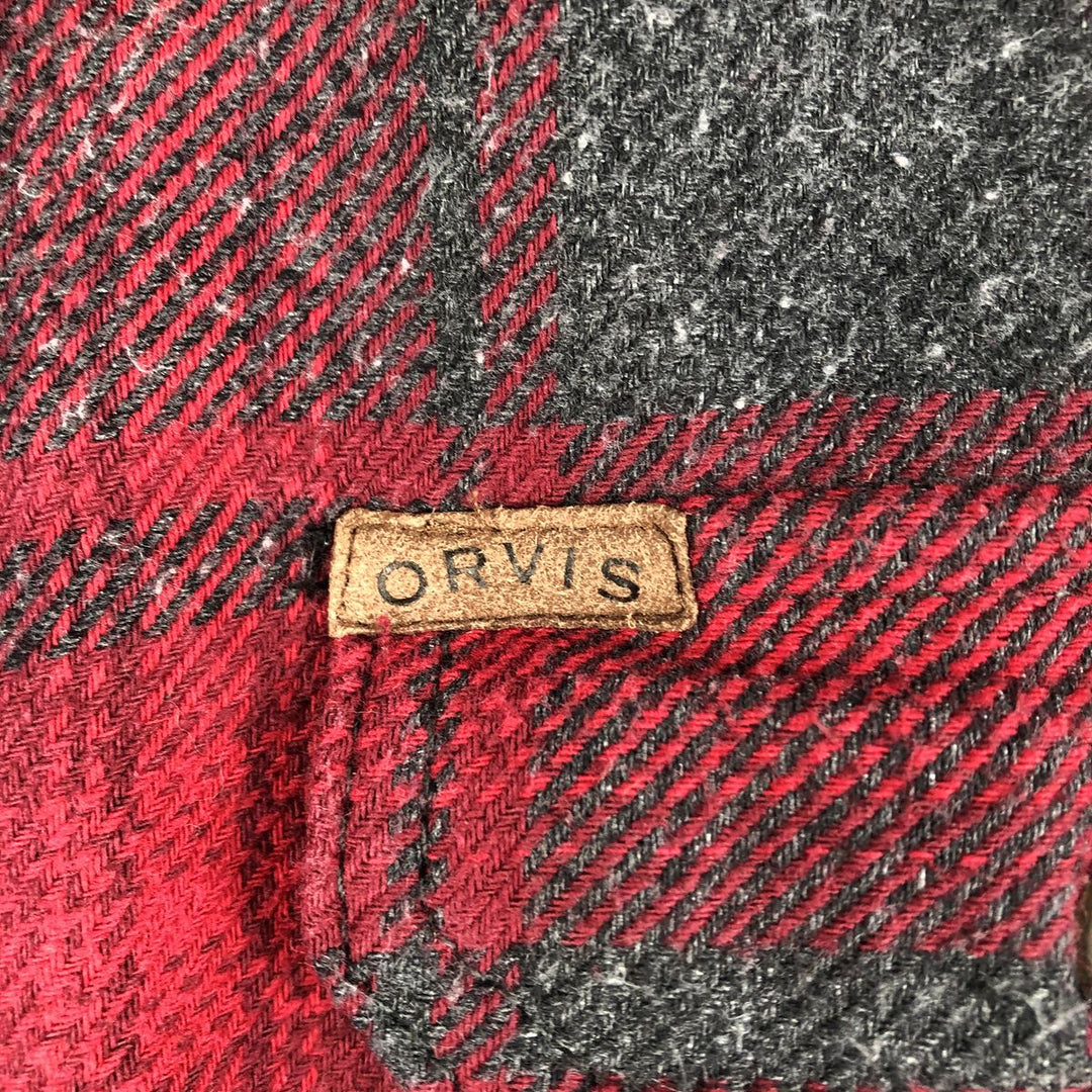 ORVIS Long Sleeve Heavy Flannel Check Shirt, Men's Size M cotton red type Vintage Second Hand