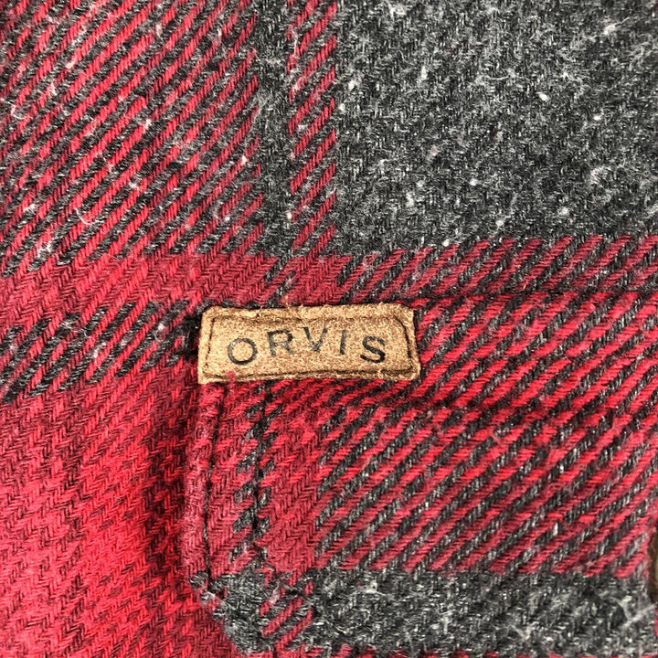 ORVIS Long Sleeve Heavy Flannel Check Shirt, Men's Size M cotton red type Vintage Second Hand