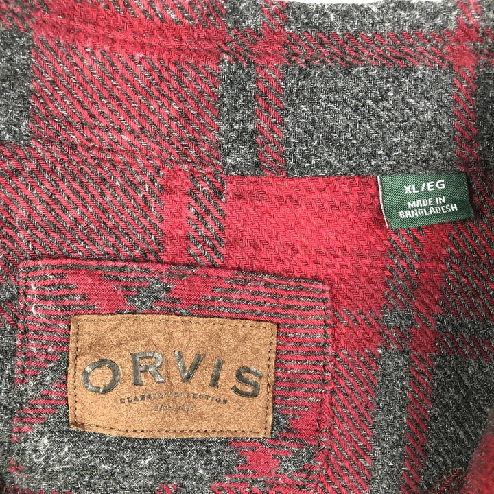 ORVIS Long Sleeve Heavy Flannel Check Shirt, Men's XL cotton red type Vintage Second Hand