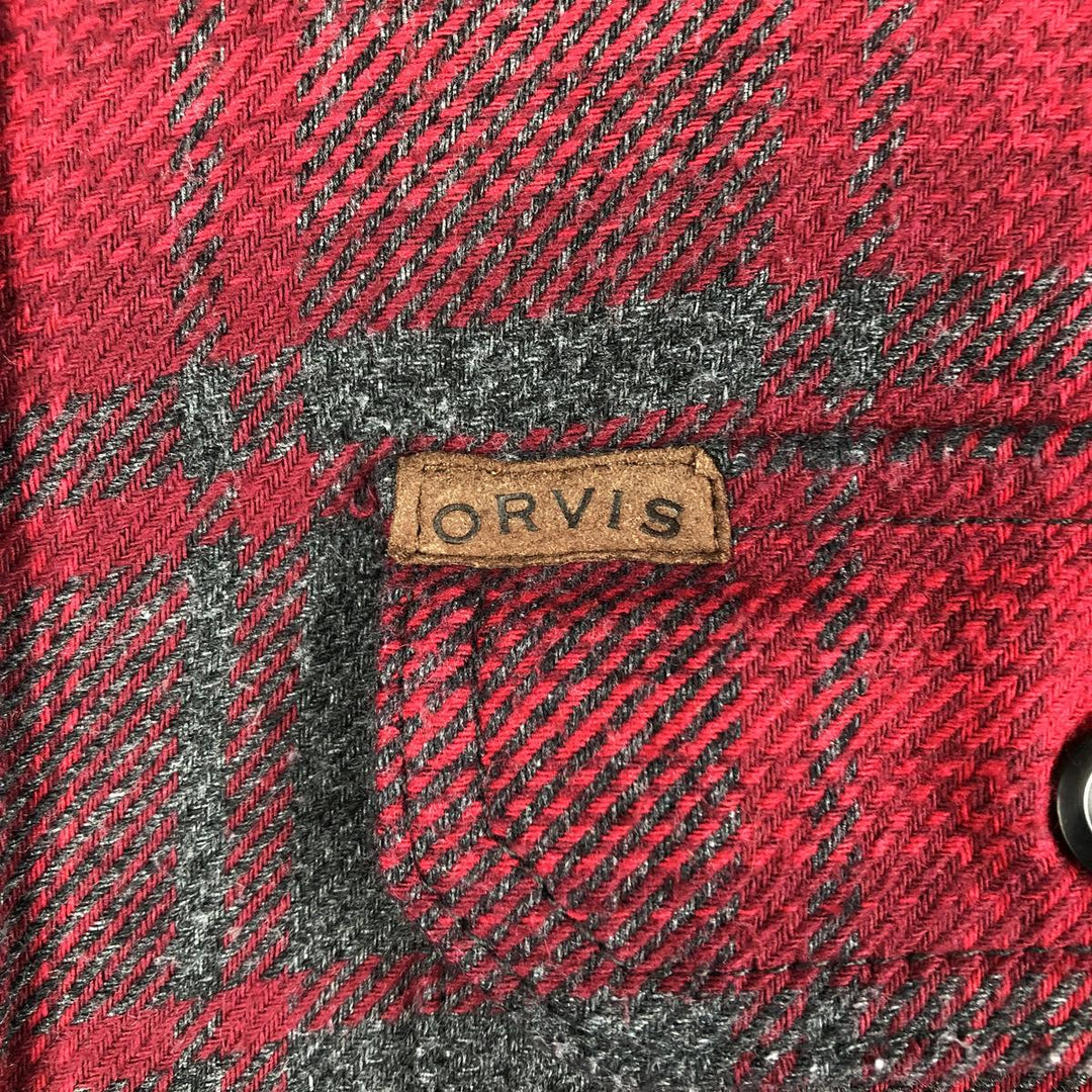 ORVIS Long Sleeve Heavy Flannel Check Shirt, Men's XL cotton red type Vintage Second Hand