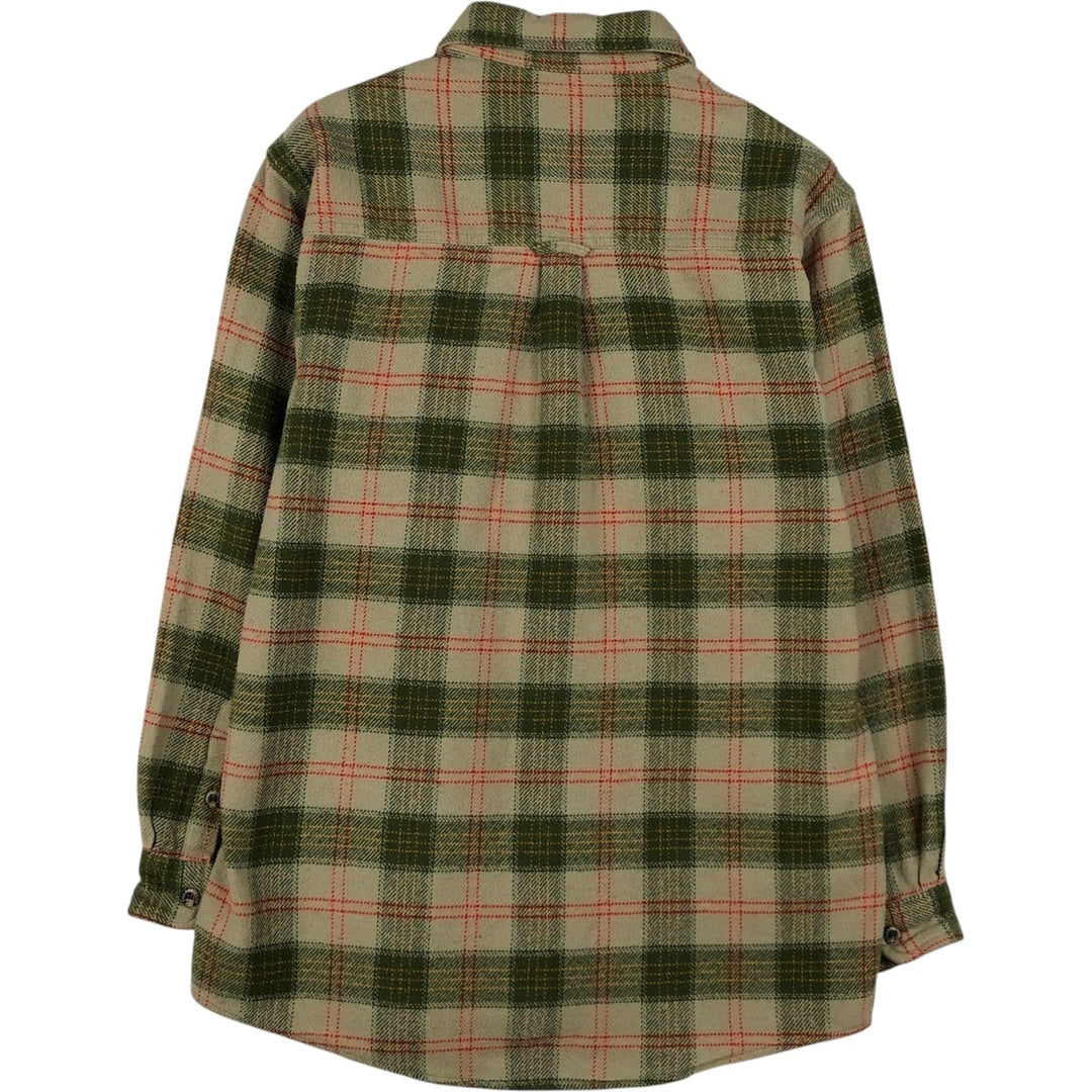 FIELD and STREAM Long Sleeve Heavy Flannel Check Shirt, Men's Size M cotton Khaki type sage green Vintage Second Hand