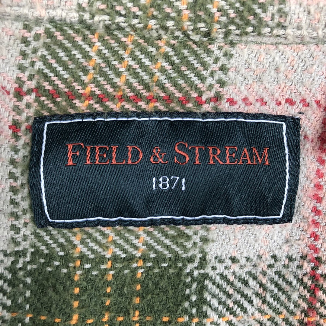 FIELD and STREAM Long Sleeve Heavy Flannel Check Shirt, Men's Size M cotton Khaki type sage green Vintage Second Hand