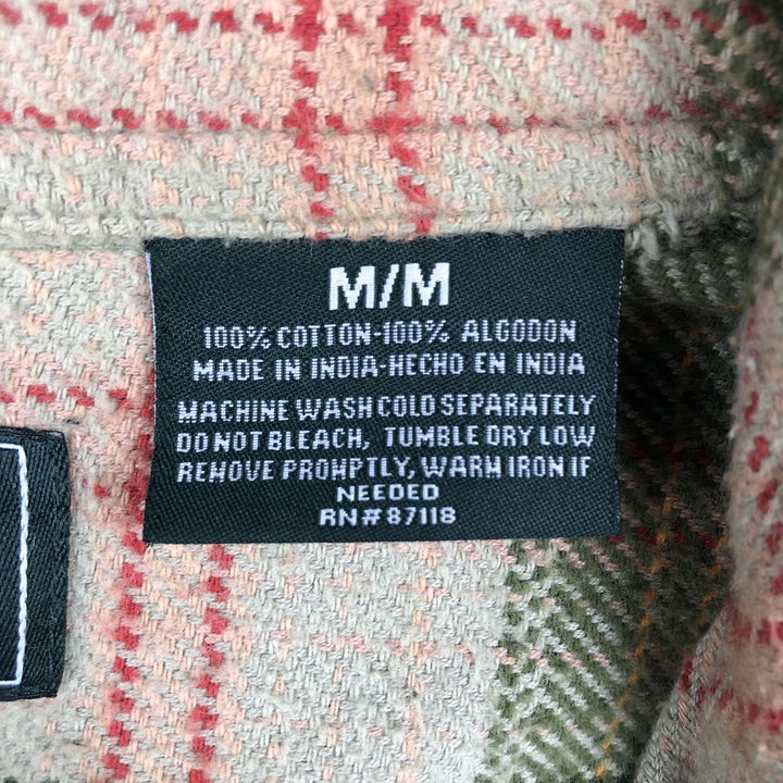 FIELD and STREAM Long Sleeve Heavy Flannel Check Shirt, Men's Size M cotton Khaki type sage green Vintage Second Hand
