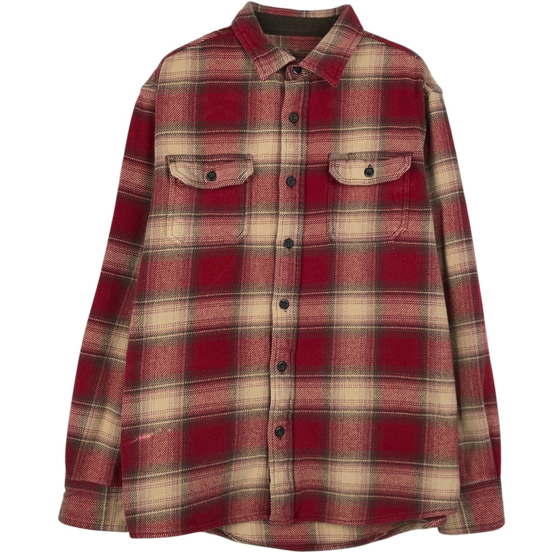 ORVIS Ombre Check Long Sleeve Heavy Flannel Check Shirt, Men's Size L cotton red type Vintage Second Hand