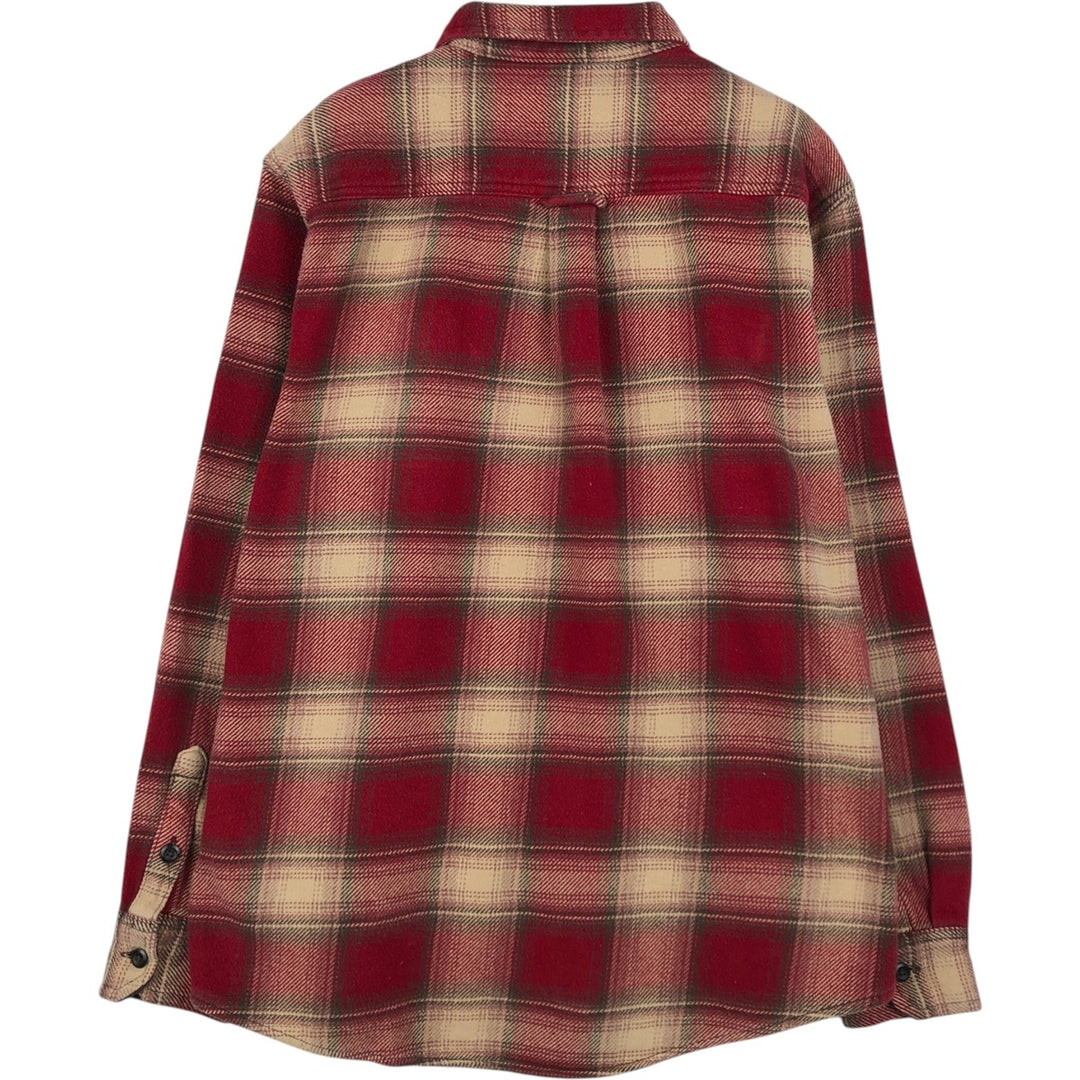 ORVIS Ombre Check Long Sleeve Heavy Flannel Check Shirt, Men's Size L cotton red type Vintage Second Hand