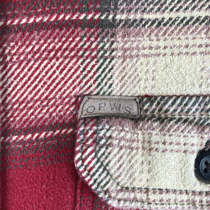 ORVIS Ombre Check Long Sleeve Heavy Flannel Check Shirt, Men's Size L cotton red type Vintage Second Hand