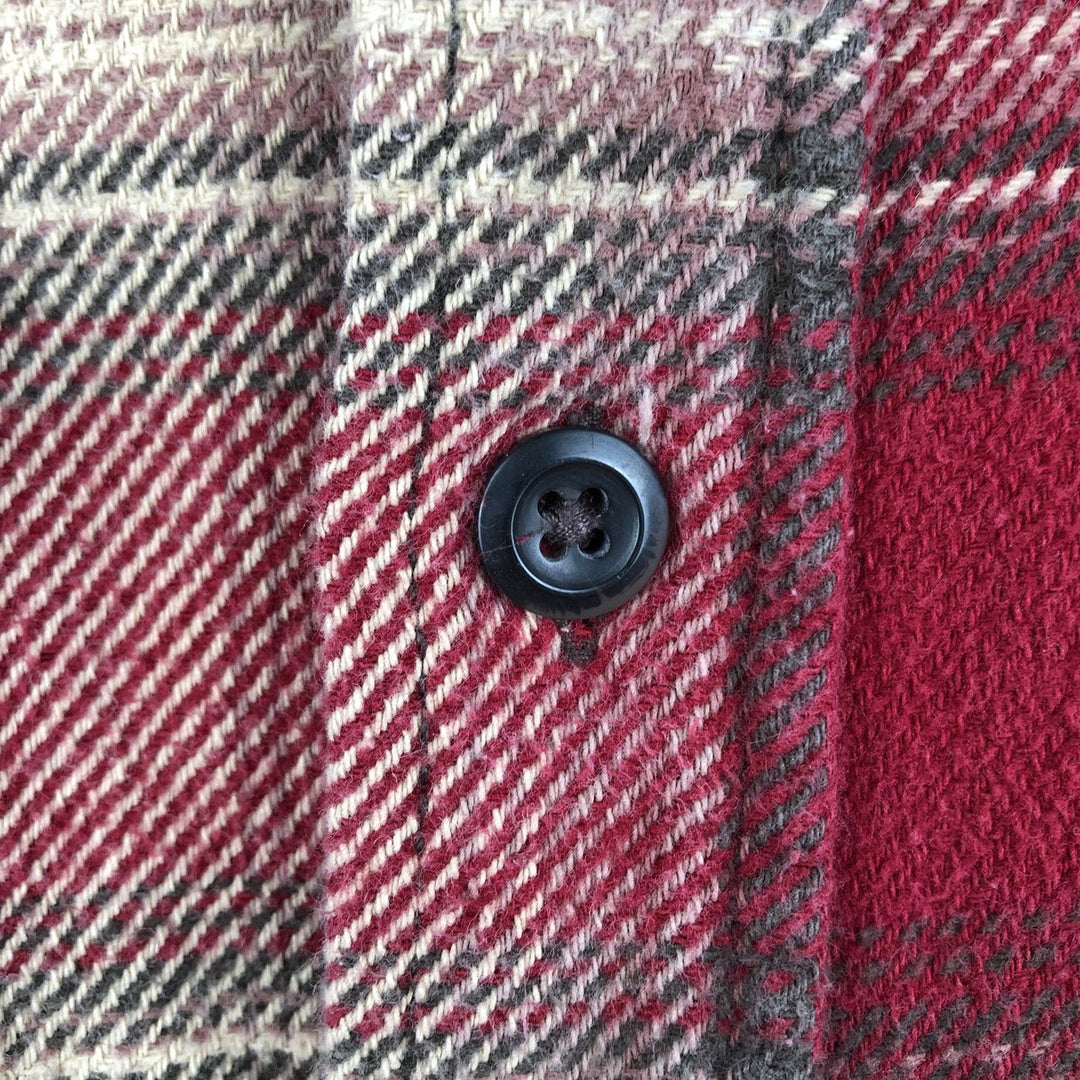 ORVIS Ombre Check Long Sleeve Heavy Flannel Check Shirt, Men's Size L cotton red type Vintage Second Hand