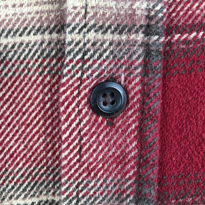 ORVIS Ombre Check Long Sleeve Heavy Flannel Check Shirt, Men's Size L cotton red type Vintage Second Hand