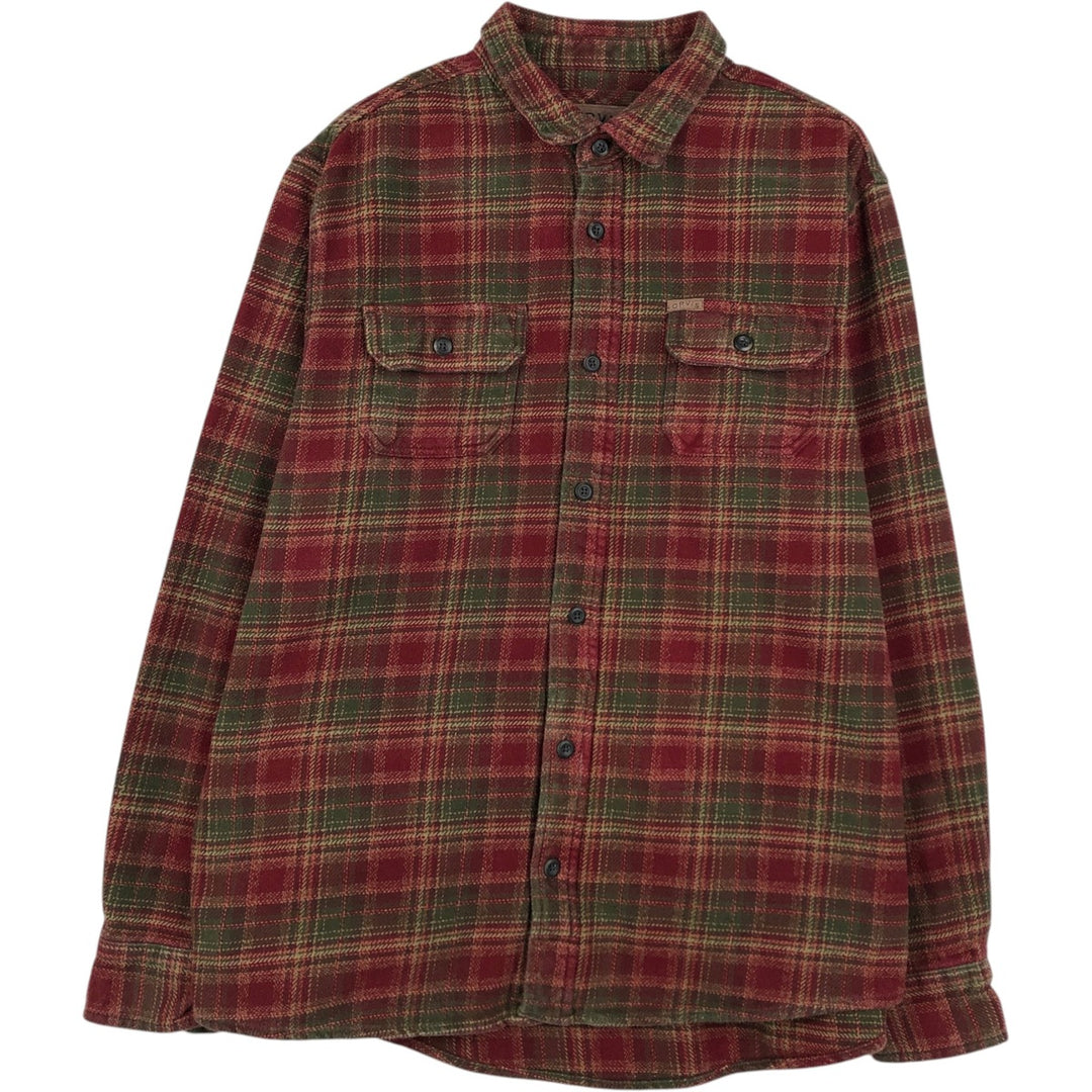 ORVIS Long Sleeve Heavy Flannel Check Shirt, Men's XL cotton red type Vintage Second Hand