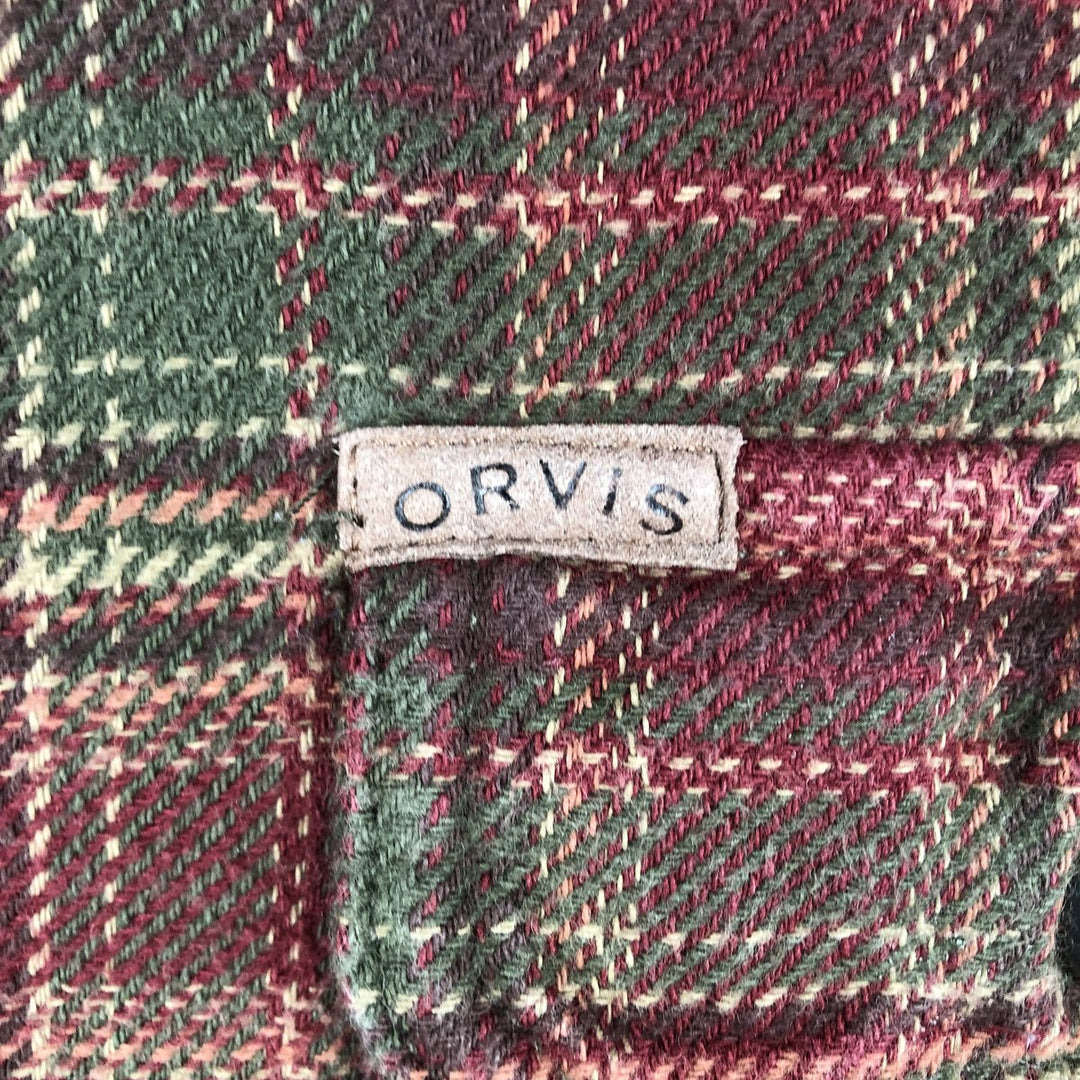 ORVIS Long Sleeve Heavy Flannel Check Shirt, Men's XL cotton red type Vintage Second Hand