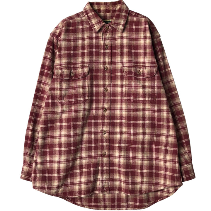 FIELD and STREAM Long Sleeve Flannel Check Shirt, Men's Size L unclear red type Vintage Second Hand