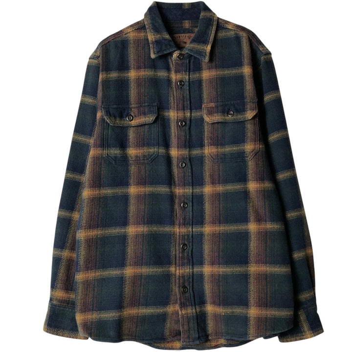 ORVIS Ombre Check Long Sleeve Flannel Check Shirt, Men's M Size cotton navy blue type Vintage Second Hand