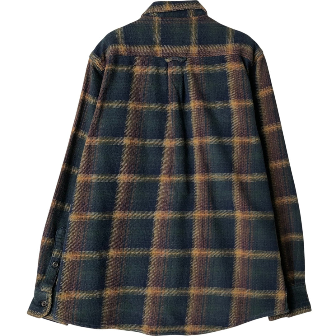 ORVIS Ombre Check Long Sleeve Flannel Check Shirt, Men's M Size cotton navy blue type Vintage Second Hand