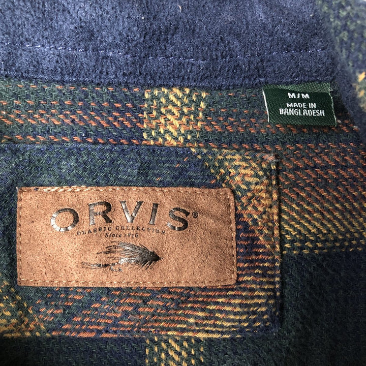 ORVIS Ombre Check Long Sleeve Flannel Check Shirt, Men's M Size cotton navy blue type Vintage Second Hand