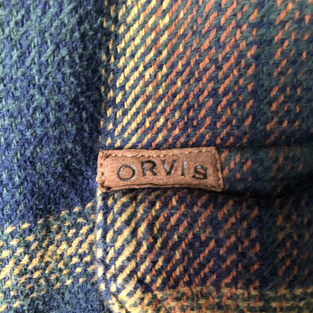 ORVIS Ombre Check Long Sleeve Flannel Check Shirt, Men's M Size cotton navy blue type Vintage Second Hand