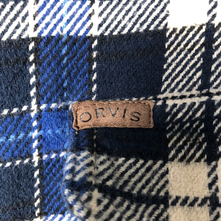 ORVIS Long Sleeve Flannel Check Shirt, Men's Size M cotton blue type Vintage Second Hand
