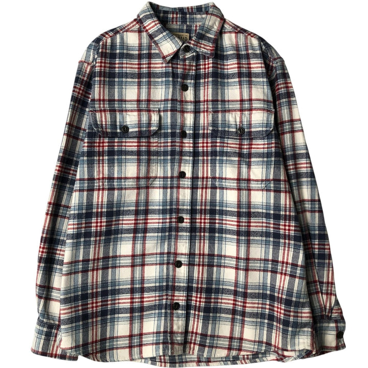 RED HEAD Long Sleeve Flannel Check Shirt, Men's Size L cotton blue type Vintage Second Hand