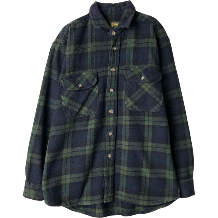 Stillwater Supply Co. Long-Sleeve Flannel Check Shirt, Men's Size L (approx.) cotton navy blue type Vintage Second Hand