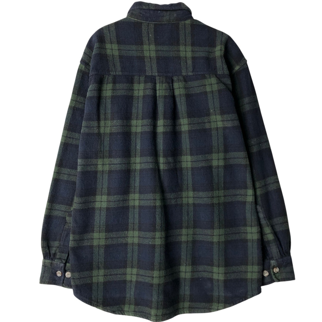 Stillwater Supply Co. Long-Sleeve Flannel Check Shirt, Men's Size L (approx.) cotton navy blue type Vintage Second Hand