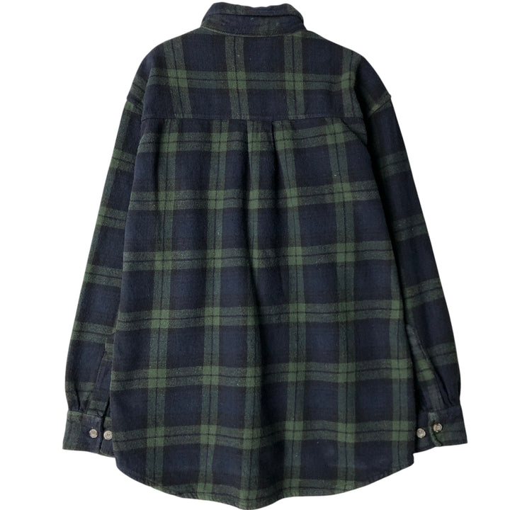 Stillwater Supply Co. Long-Sleeve Flannel Check Shirt, Men's Size L (approx.) cotton navy blue type Vintage Second Hand
