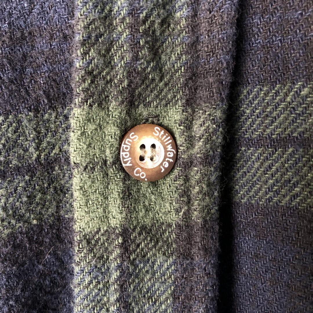 Stillwater Supply Co. Long-Sleeve Flannel Check Shirt, Men's Size L (approx.) cotton navy blue type Vintage Second Hand