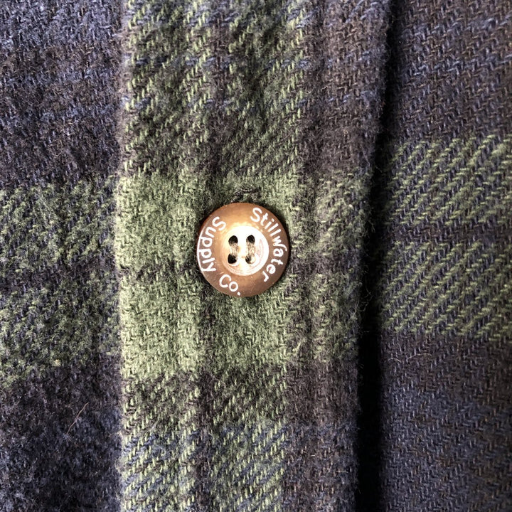 Stillwater Supply Co. Long-Sleeve Flannel Check Shirt, Men's Size L (approx.) cotton navy blue type Vintage Second Hand