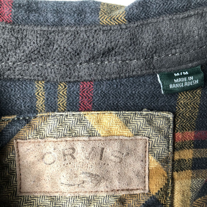 ORVIS Long Sleeve Flannel Check Shirt, Men's Size M cotton gray type Vintage Second Hand