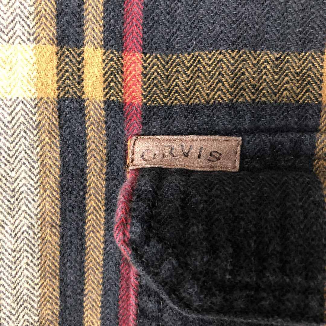 ORVIS Long Sleeve Flannel Check Shirt, Men's Size M cotton gray type Vintage Second Hand