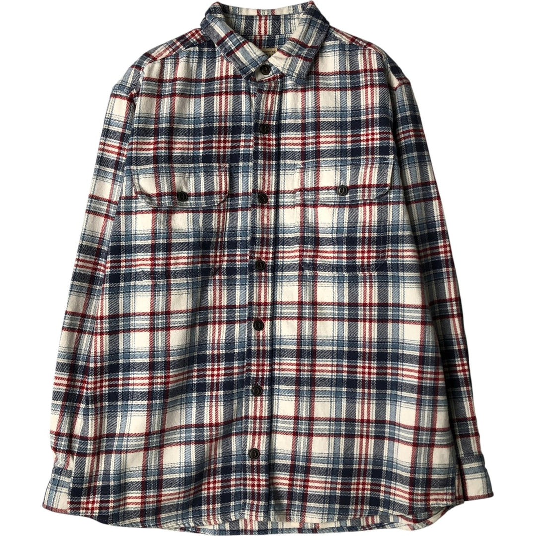 RED HEAD Long Sleeve Flannel Check Shirt, Men's Size L cotton blue type Vintage Second Hand