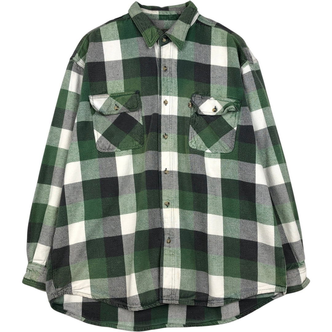 BERNE APPAREL Check Pattern Long-Sleeve Flannel Check Shirt, Men's XXL (approx.) cotton green type Vintage Second Hand