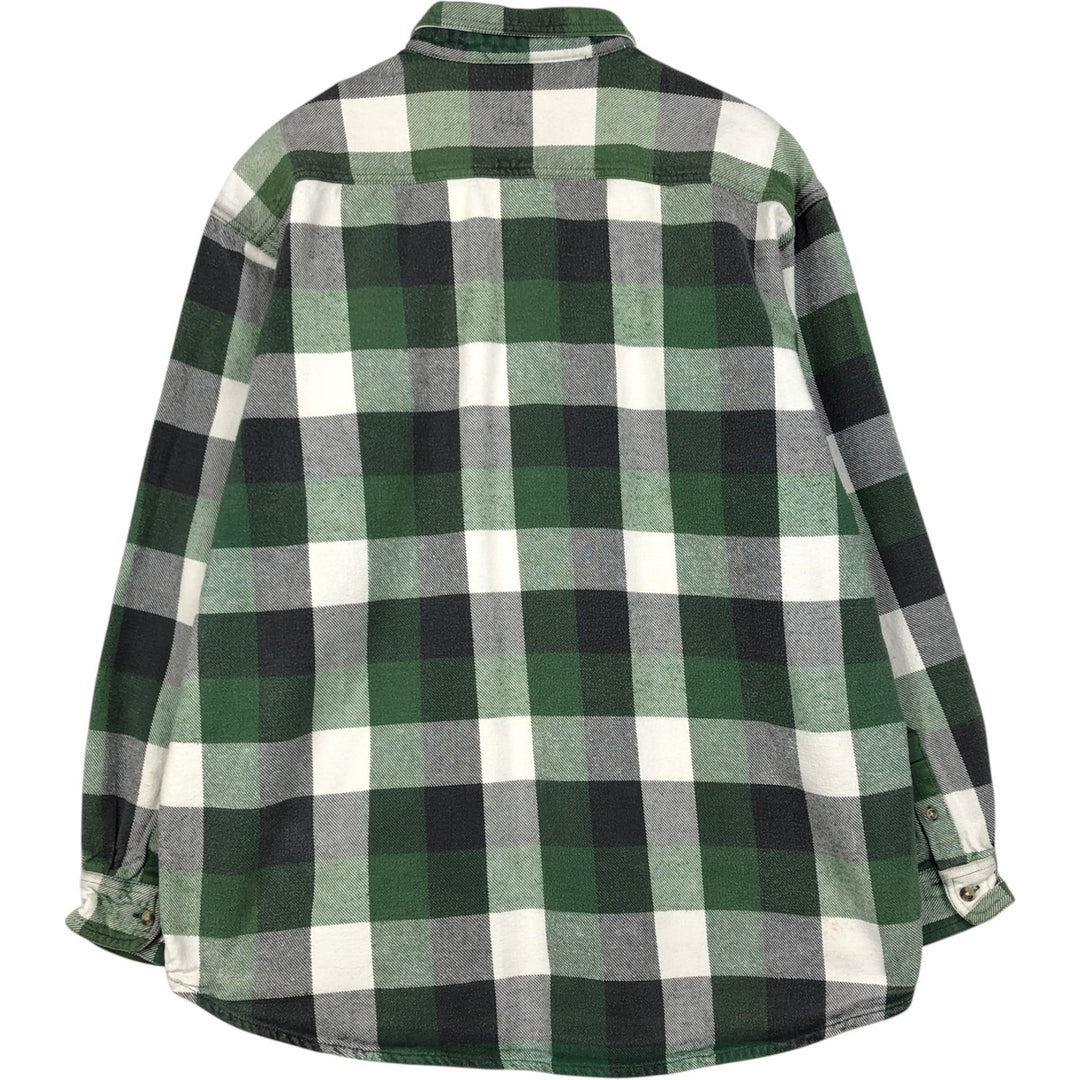 BERNE APPAREL Check Pattern Long-Sleeve Flannel Check Shirt, Men's XXL (approx.) cotton green type Vintage Second Hand