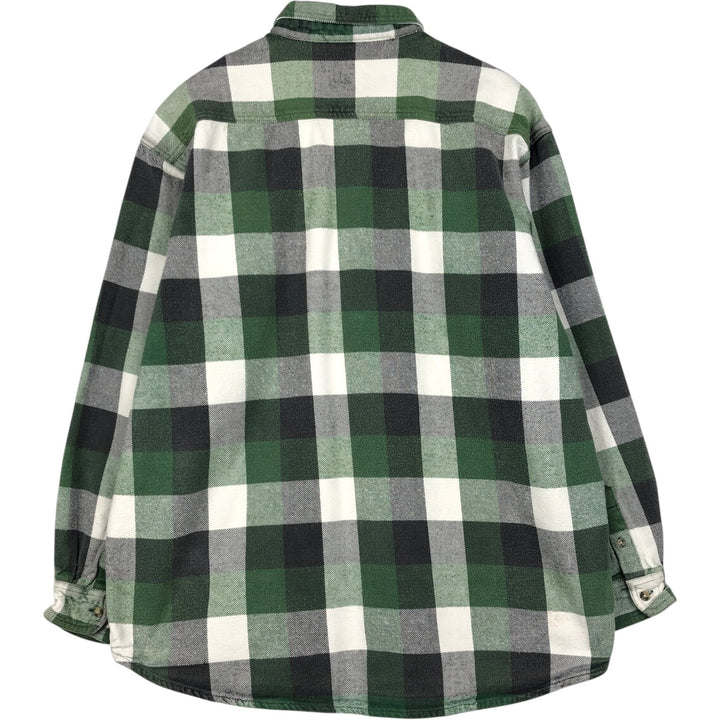 BERNE APPAREL Check Pattern Long-Sleeve Flannel Check Shirt, Men's XXL (approx.) cotton green type Vintage Second Hand