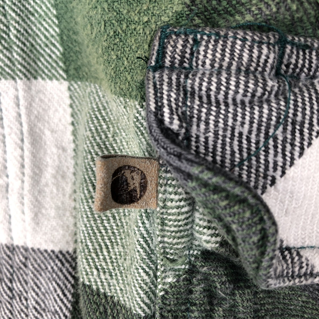BERNE APPAREL Check Pattern Long-Sleeve Flannel Check Shirt, Men's XXL (approx.) cotton green type Vintage Second Hand