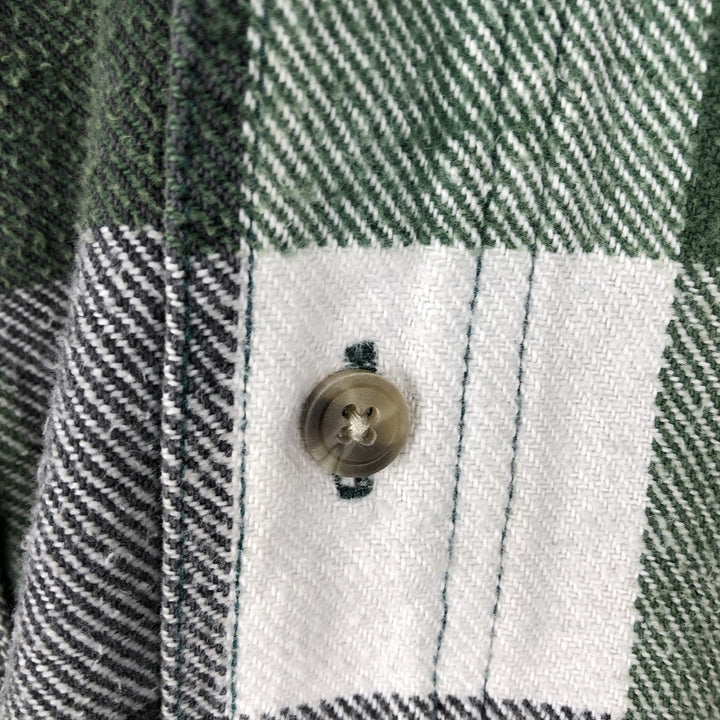 BERNE APPAREL Check Pattern Long-Sleeve Flannel Check Shirt, Men's XXL (approx.) cotton green type Vintage Second Hand