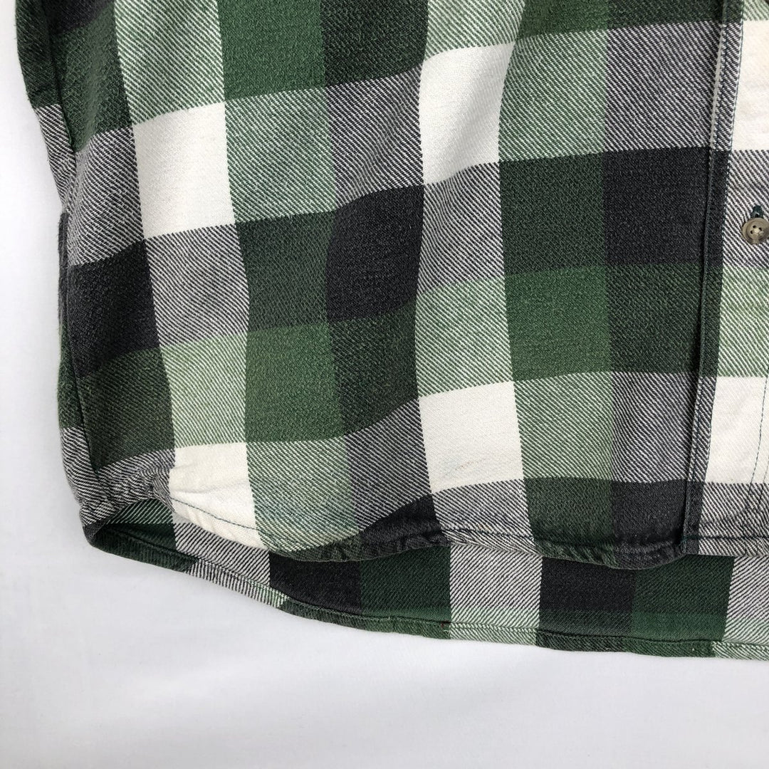 BERNE APPAREL Check Pattern Long-Sleeve Flannel Check Shirt, Men's XXL (approx.) cotton green type Vintage Second Hand