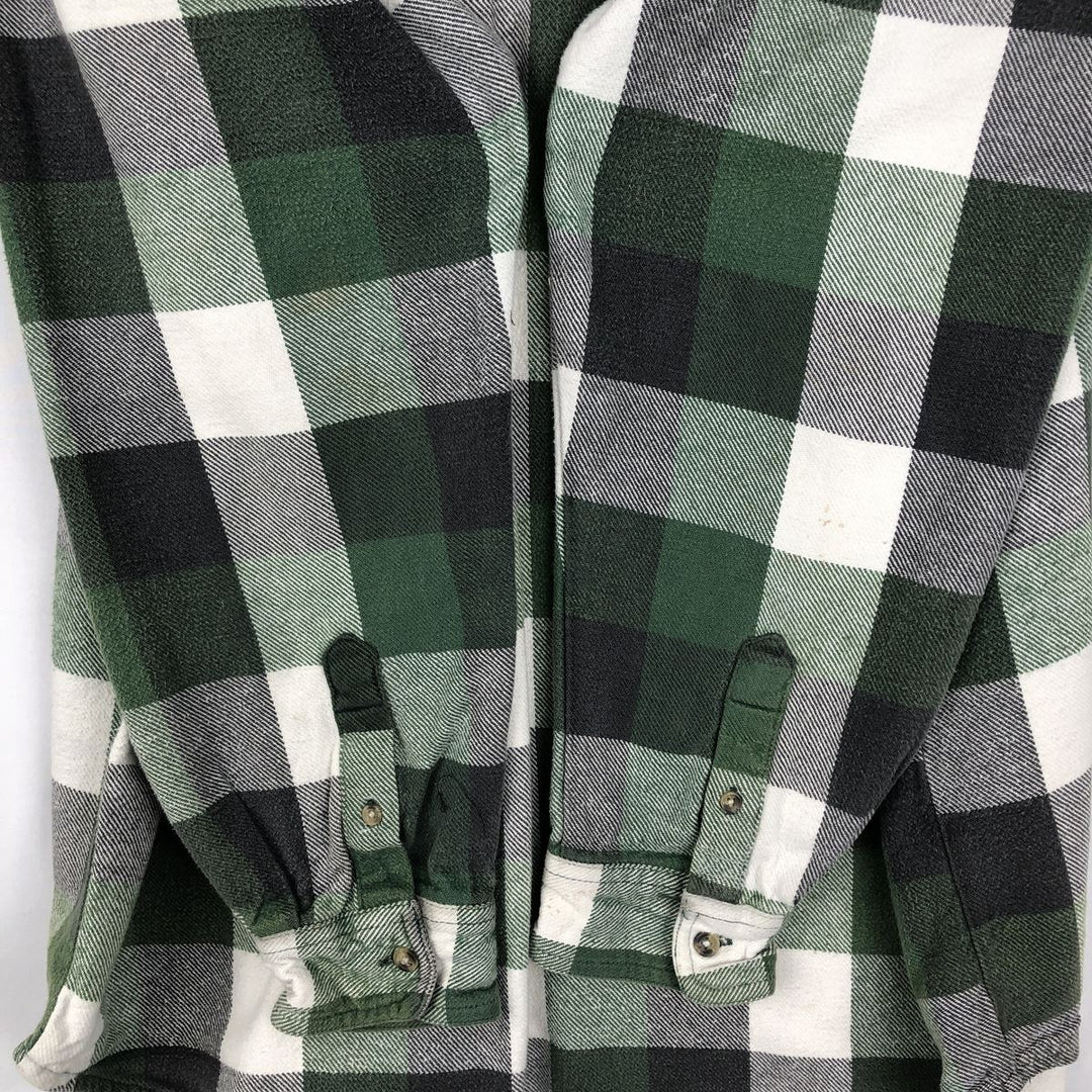 BERNE APPAREL Check Pattern Long-Sleeve Flannel Check Shirt, Men's XXL (approx.) cotton green type Vintage Second Hand