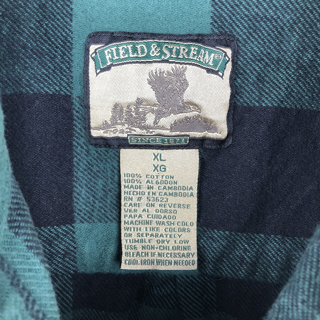 Field and Stream Buffalo Check Long Sleeve Flannel Check Shirt, Men's XL cotton black type Vintage Second Hand