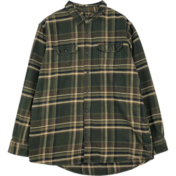 ORVIS Long Sleeve Flannel Check Shirt, Men's XL Size cotton Khaki type Vintage Second Hand