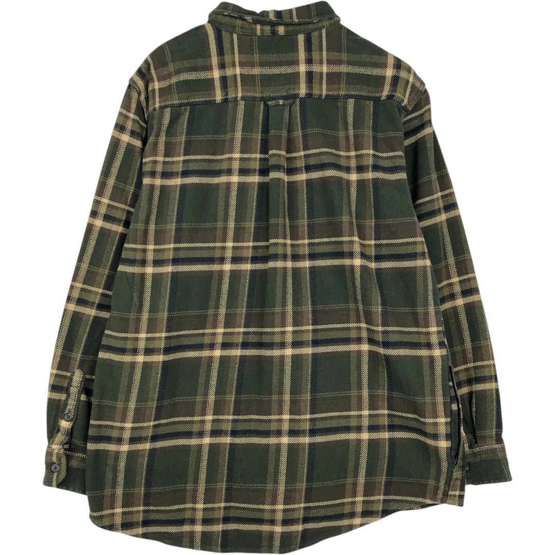 ORVIS Long Sleeve Flannel Check Shirt, Men's XL Size cotton Khaki type Vintage Second Hand