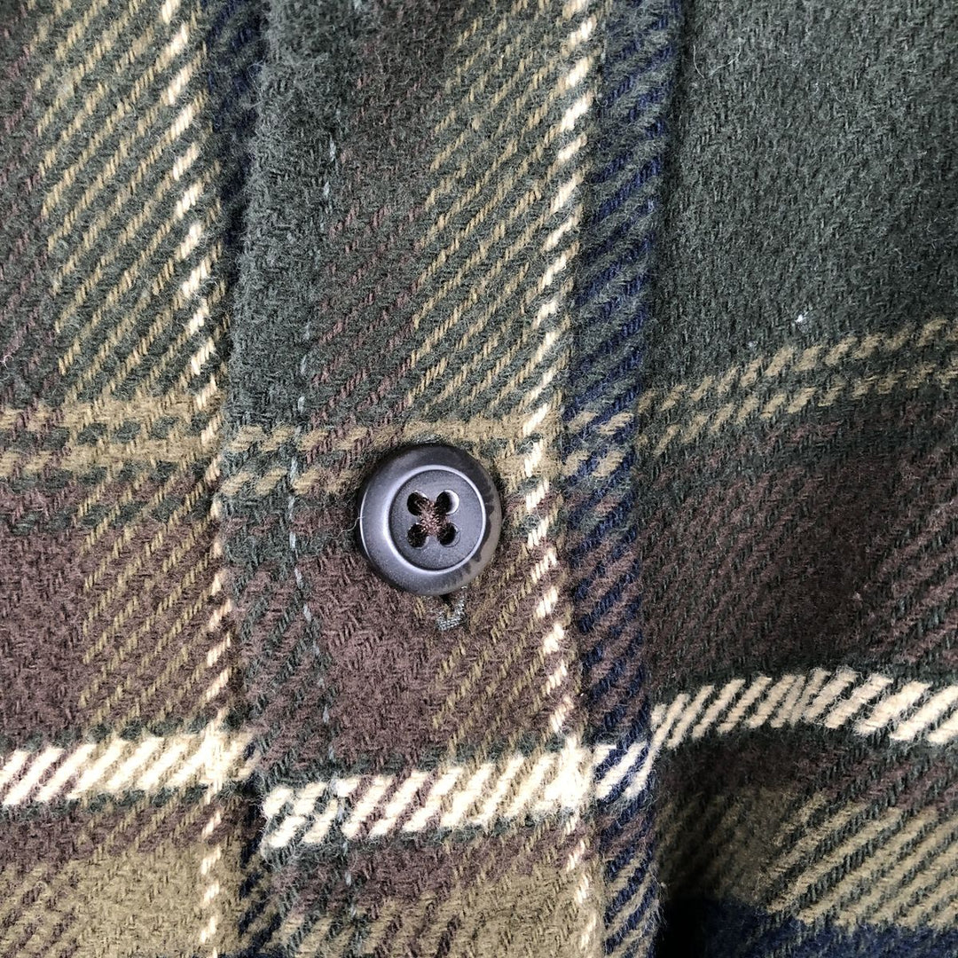 ORVIS Long Sleeve Flannel Check Shirt, Men's XL Size cotton Khaki type Vintage Second Hand