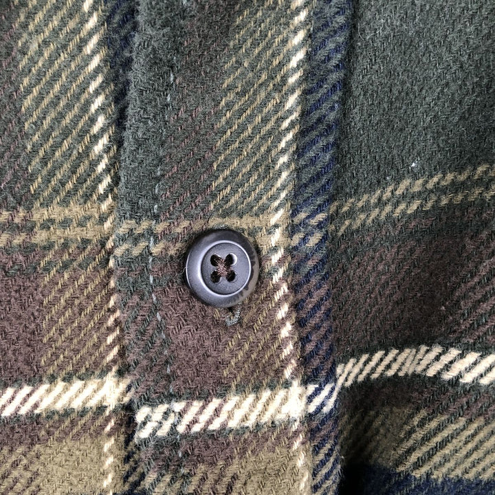 ORVIS Long Sleeve Flannel Check Shirt, Men's XL Size cotton Khaki type Vintage Second Hand