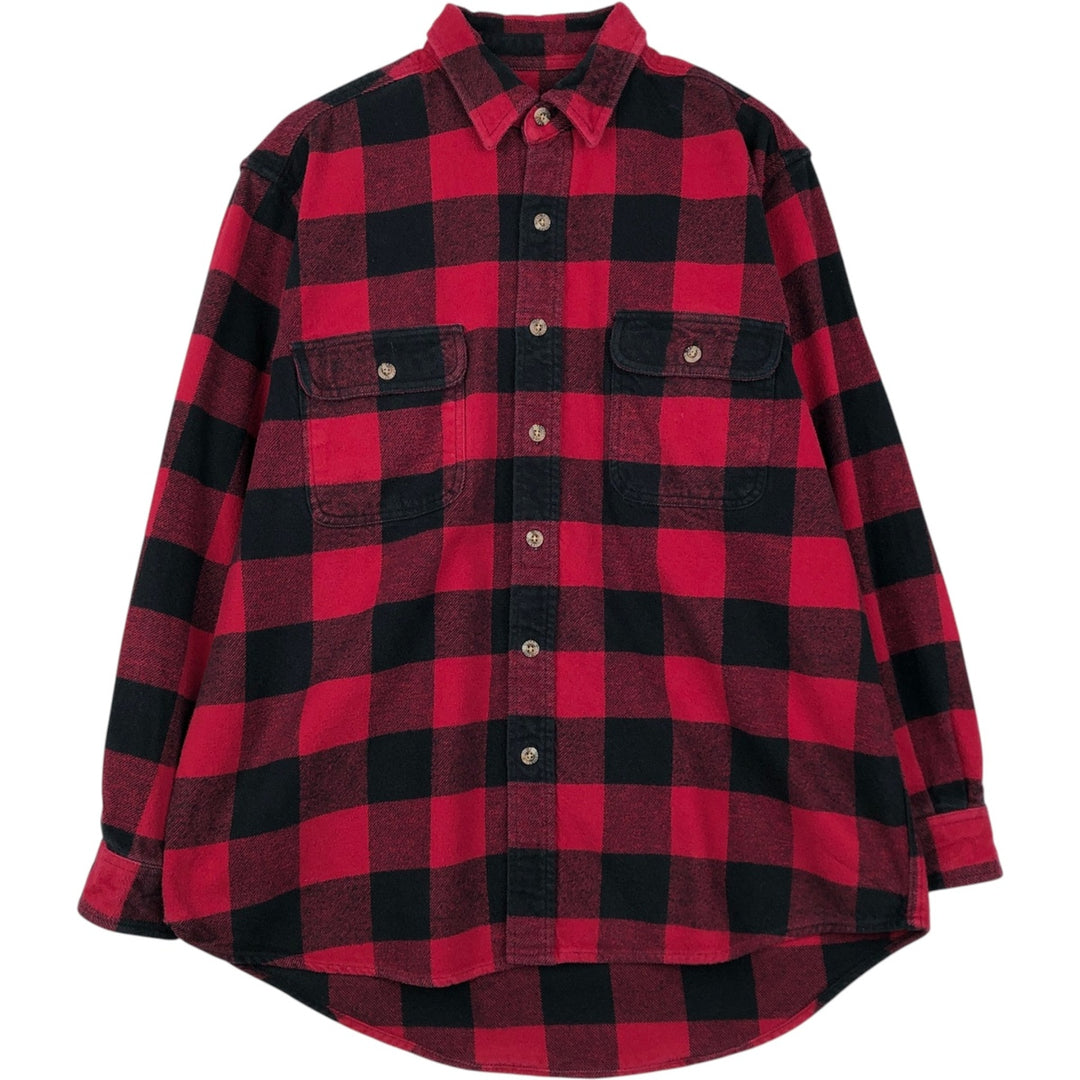 FIELD&STREAM Buffalo Check Long-Sleeve Flannel Check Shirt, Men's Size L (approx.) cotton black type Vintage Second Hand