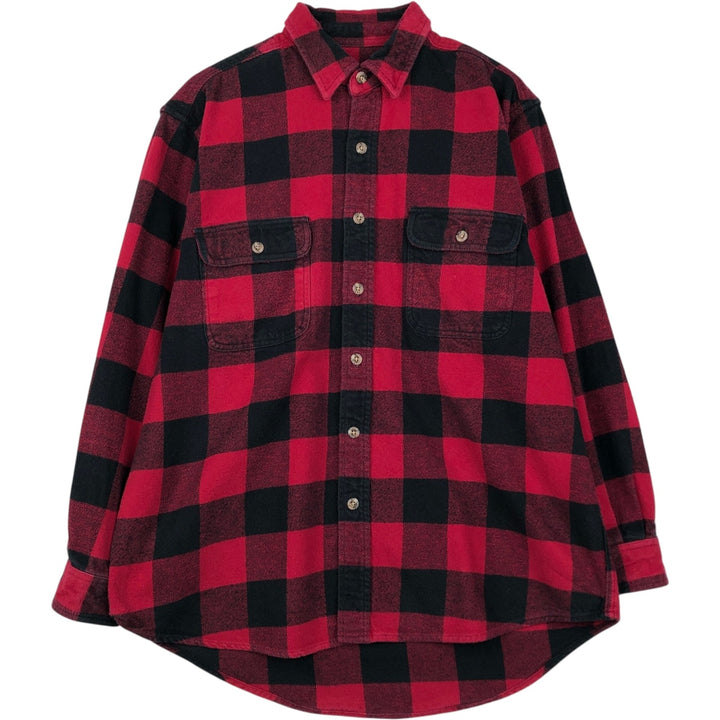 FIELD&STREAM Buffalo Check Long-Sleeve Flannel Check Shirt, Men's Size L (approx.) cotton black type Vintage Second Hand