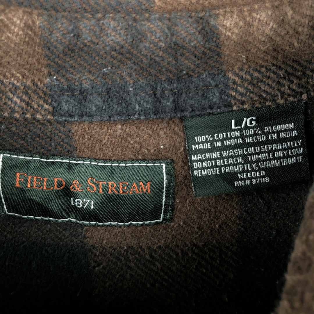 FIELD&STREAM Buffalo Check Long-Sleeve Flannel Check Shirt, Men's Size L (approx.) cotton brown type Vintage Second Hand