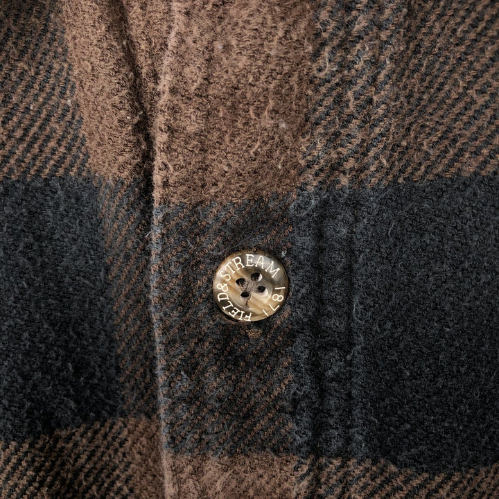 FIELD&STREAM Buffalo Check Long-Sleeve Flannel Check Shirt, Men's Size L (approx.) cotton brown type Vintage Second Hand