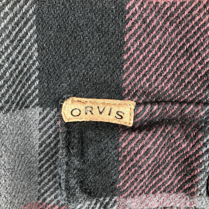 ORVIS Long Sleeve Flannel Check Shirt, Men's Size M cotton purple type Vintage Second Hand